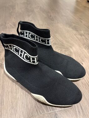 Carolina Herrera Black and White Sock Sneaker Boots. Made in Spain